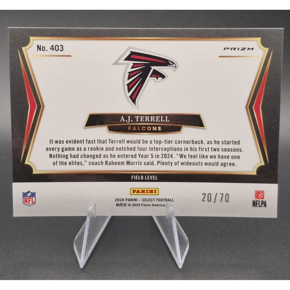 2024 Select A.J. Terrell #403 Field Level Dragon Scale Prizm /70 SP Falcons
